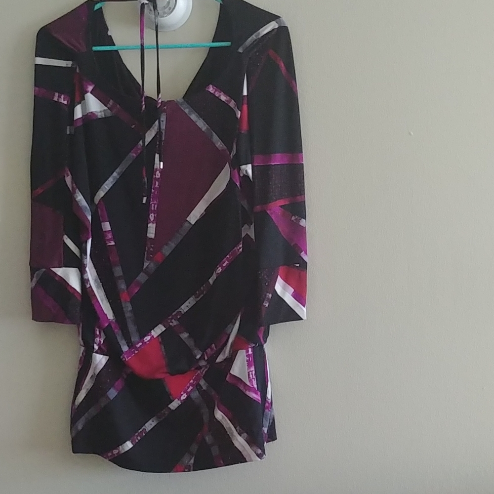 Black purple print white house black market dress